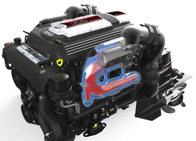 6.2L V8 cooling jackets — cutaway